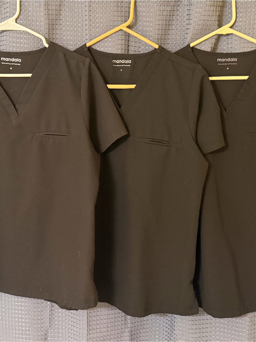 3 Mandala Black V-Neck Scrub Tops
